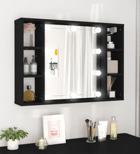 Spiegelschrank mit LED Schwarz 76x15x55 cm