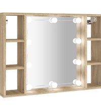 Spiegelschrank mit LED Sonoma-Eiche 76x15x55 cm