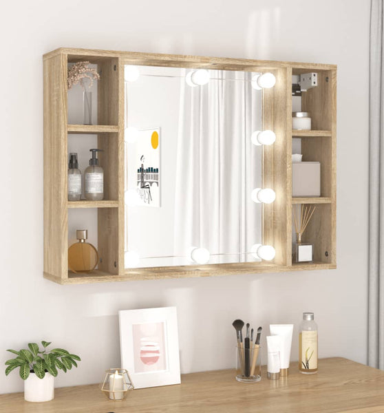 Spiegelschrank mit LED Sonoma-Eiche 76x15x55 cm