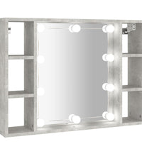 Spiegelschrank mit LED Betongrau 76x15x55 cm