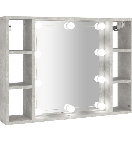 Spiegelschrank mit LED Betongrau 76x15x55 cm