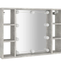 Spiegelschrank mit LED Betongrau 76x15x55 cm