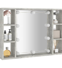 Spiegelschrank mit LED Betongrau 76x15x55 cm