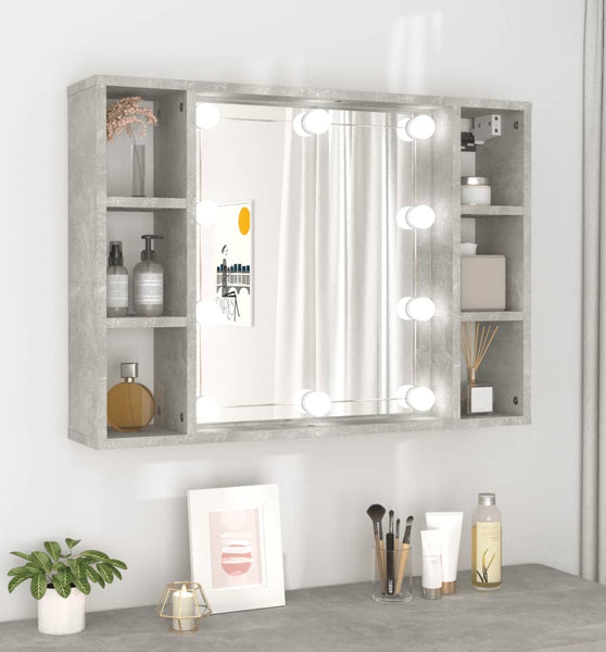 Spiegelschrank mit LED Betongrau 76x15x55 cm