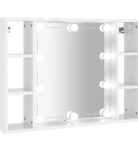 Spiegelschrank mit LED Hochglanz-Weiß 76x15x55 cm