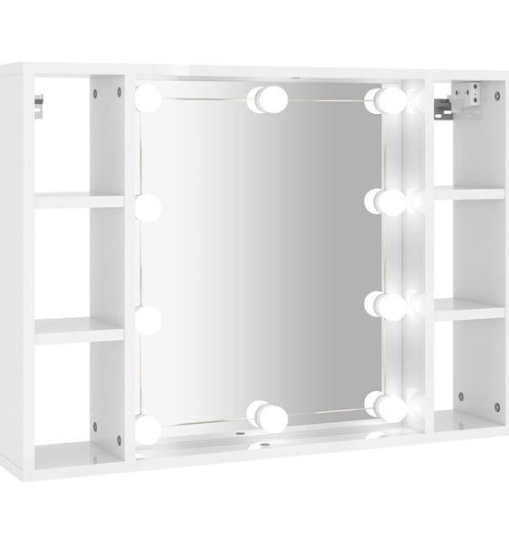Spiegelschrank mit LED Hochglanz-Weiß 76x15x55 cm