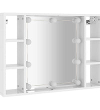 Spiegelschrank mit LED Hochglanz-Weiß 76x15x55 cm