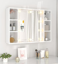Spiegelschrank mit LED Hochglanz-Weiß 76x15x55 cm
