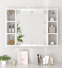 Spiegelschrank mit LED Hochglanz-Weiß 76x15x55 cm