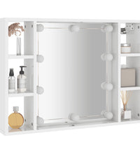 Spiegelschrank mit LED Hochglanz-Weiß 76x15x55 cm