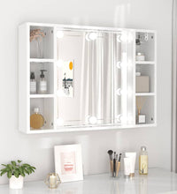 Spiegelschrank mit LED Hochglanz-Weiß 76x15x55 cm