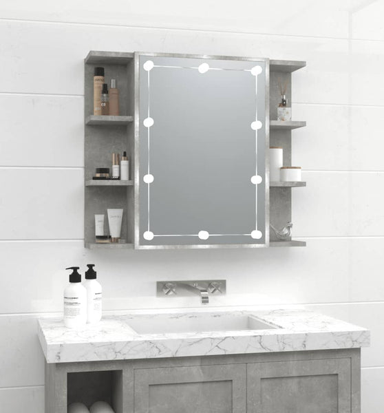 Spiegelschrank mit LED Betongrau 70x16,5x60 cm