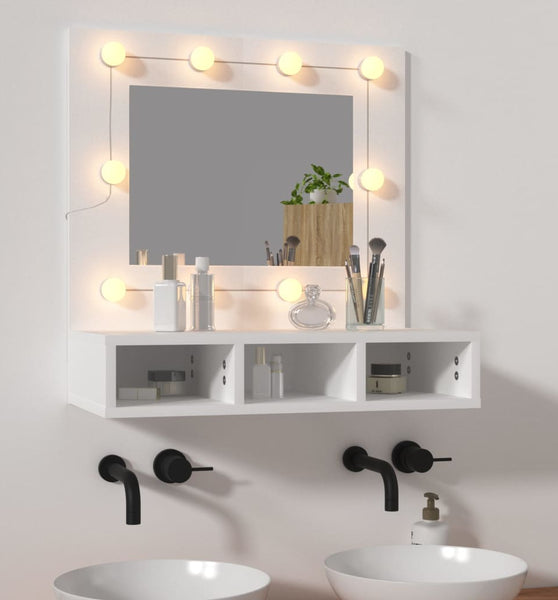 Spiegelschrank mit LED Weiß 60x31,5x62 cm