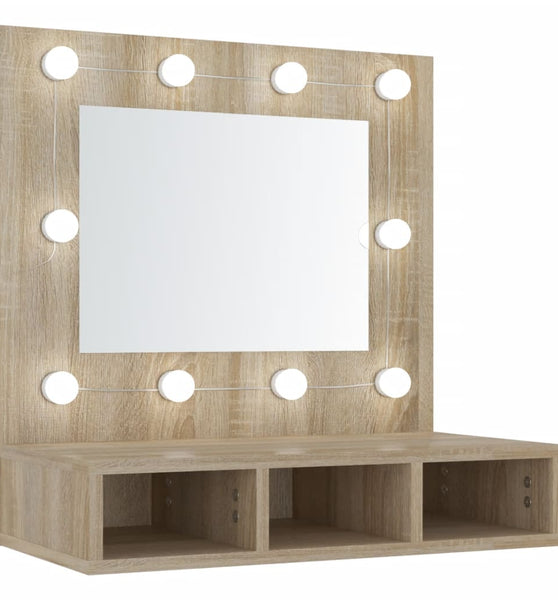 Spiegelschrank mit LED Sonoma-Eiche 60x31,5x62 cm