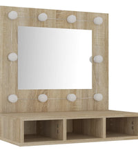 Spiegelschrank mit LED Sonoma-Eiche 60x31,5x62 cm