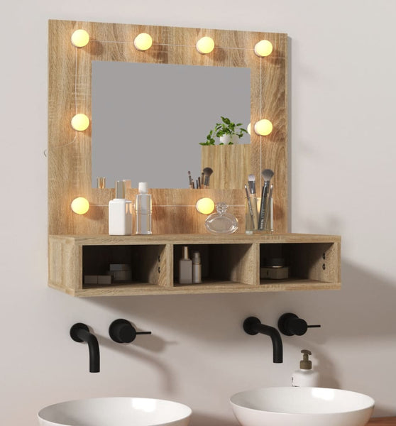 Spiegelschrank mit LED Sonoma-Eiche 60x31,5x62 cm