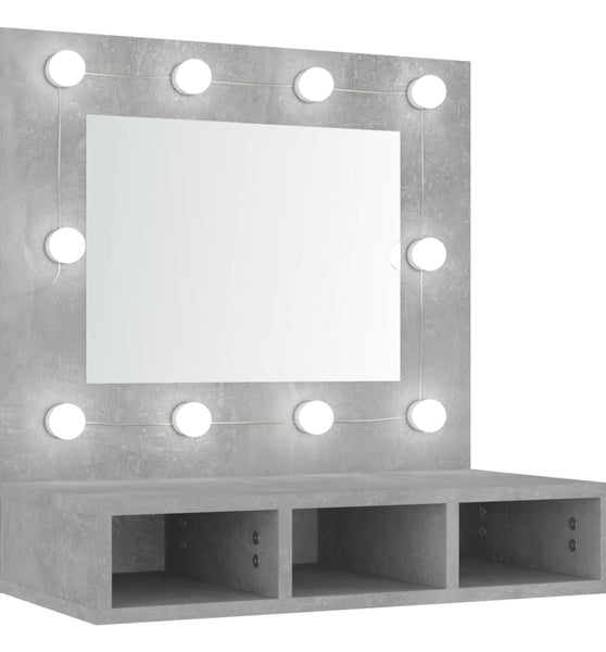 Spiegelschrank mit LED Betongrau 60x31,5x62 cm