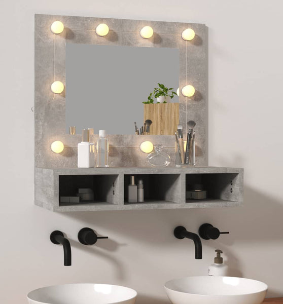 Spiegelschrank mit LED Betongrau 60x31,5x62 cm