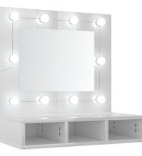 Spiegelschrank mit LED Hochglanz-Weiß 60x31,5x62 cm
