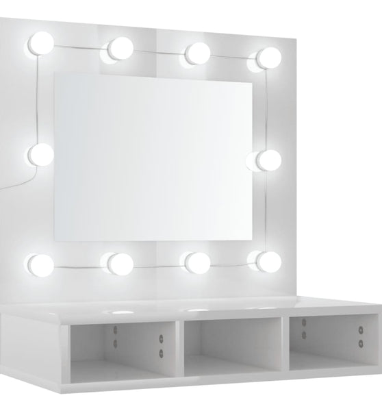 Spiegelschrank mit LED Hochglanz-Weiß 60x31,5x62 cm