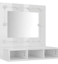 Spiegelschrank mit LED Hochglanz-Weiß 60x31,5x62 cm