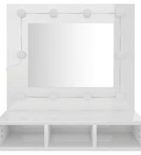 Spiegelschrank mit LED Hochglanz-Weiß 60x31,5x62 cm