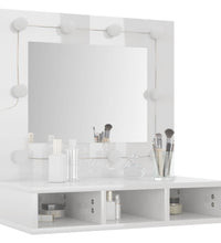 Spiegelschrank mit LED Hochglanz-Weiß 60x31,5x62 cm