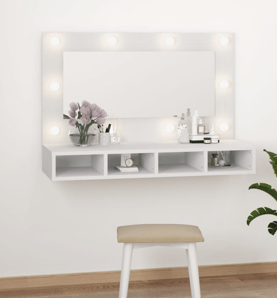 Spiegelschrank mit LED Weiß 90x31,5x62 cm