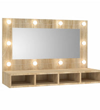 Spiegelschrank mit LED Sonoma-Eiche 90x31,5x62 cm