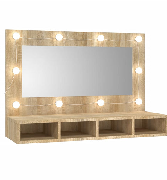 Spiegelschrank mit LED Sonoma-Eiche 90x31,5x62 cm
