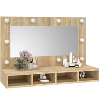 Spiegelschrank mit LED Sonoma-Eiche 90x31,5x62 cm