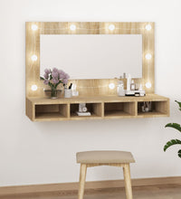 Spiegelschrank mit LED Sonoma-Eiche 90x31,5x62 cm