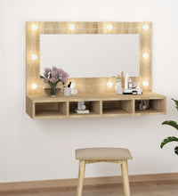 Spiegelschrank mit LED Sonoma-Eiche 90x31,5x62 cm