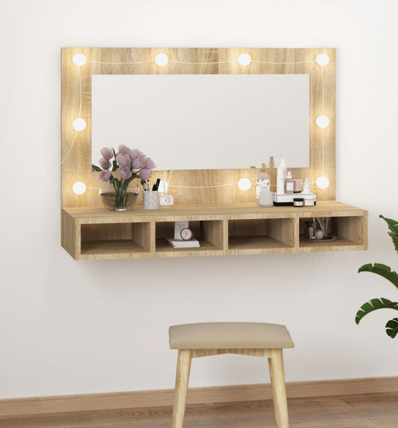 Spiegelschrank mit LED Sonoma-Eiche 90x31,5x62 cm