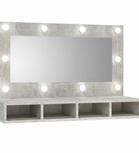 Spiegelschrank mit LED Betongrau 90x31,5x62 cm