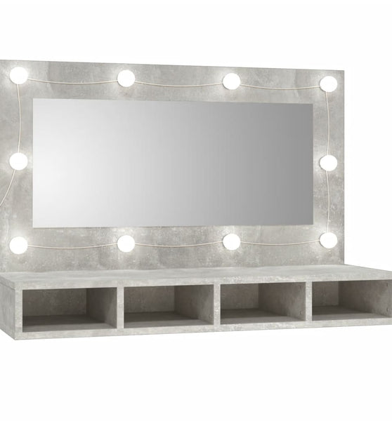Spiegelschrank mit LED Betongrau 90x31,5x62 cm