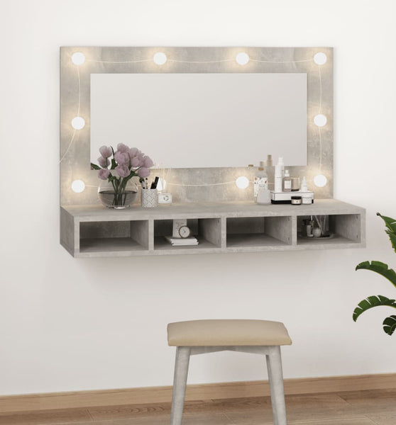 Spiegelschrank mit LED Betongrau 90x31,5x62 cm