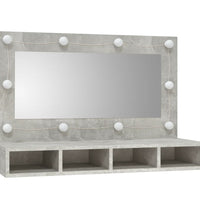 Spiegelschrank mit LED Betongrau 90x31,5x62 cm