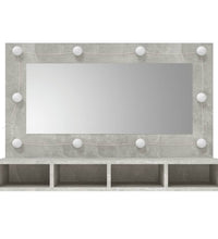 Spiegelschrank mit LED Betongrau 90x31,5x62 cm