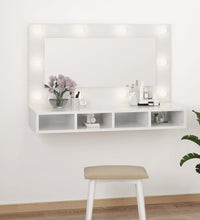 Spiegelschrank mit LED Hochglanz-Weiß 90x31,5x62 cm