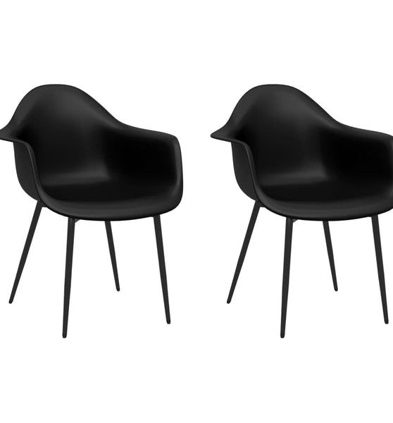 Esszimmerstühle 2 Stk. Schwarz PP