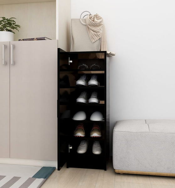 Schuhschrank Schwarz 32x35x92 cm Holzwerkstoff