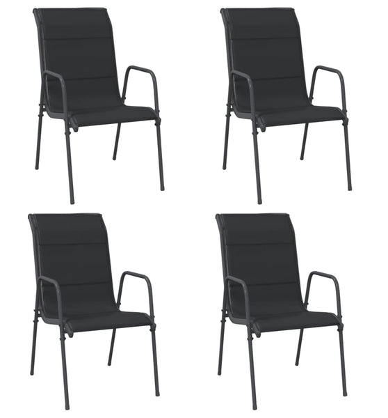 Gartenstühle 4 Stk. Stahl und Textilene Schwarz