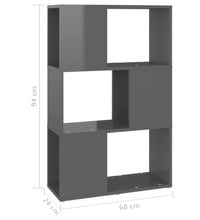 Bücherregal Raumteiler Hochglanz-Grau 60x24x94 cm Holzwerkstoff