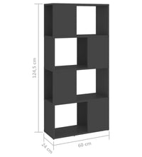 Bücherregal Raumteiler Grau 60x24x124,5 cm Holzwerkstoff