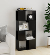 Bücherregal Raumteiler Hochglanz-Schwarz 60x24x124,5 cm