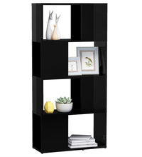 Bücherregal Raumteiler Hochglanz-Schwarz 60x24x124,5 cm