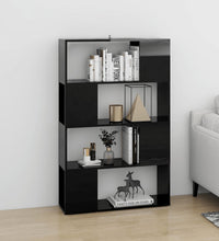Bücherregal Raumteiler Hochglanz-Schwarz 80x24x124,5 cm