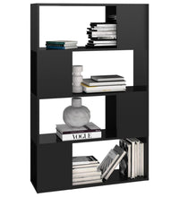 Bücherregal Raumteiler Hochglanz-Schwarz 80x24x124,5 cm