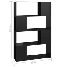 Bücherregal Raumteiler Hochglanz-Schwarz 80x24x124,5 cm